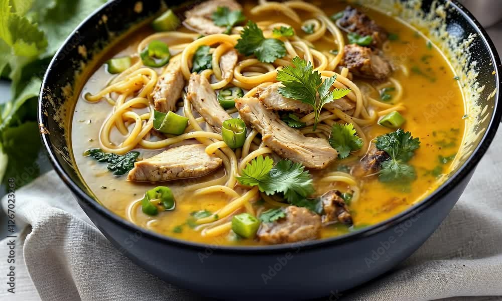 Thai Northern Style Curried Noodle Soup with Chicken Khao Soi Kai Thai Northern Style Curried Noodle Soup with Chicken Khao Soi Kai