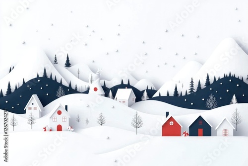 Wallpaper Mural Winter snow scene with houses in landscape background use for season sale Torontodigital.ca