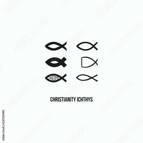 Ichthyic Christian Fish Symbol Religious Icon Set
