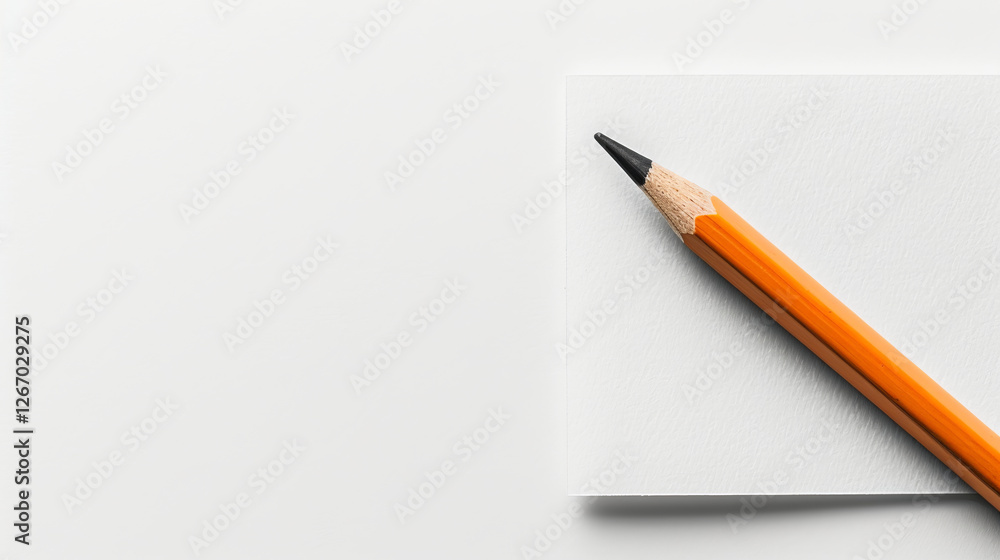 Orange Pencil on Notepad: A sharp orange pencil rests diagonally on a blank notepad, ready for ideas and creativity to flow. This minimalist image is perfect for projects related to writing, planning. Orange Pencil on Notepad: A sharp orange pencil rests diagonally on a blank notepad, ready for ideas and creativity to flow. This minimalist image is perfect for projects related to writing, planning.