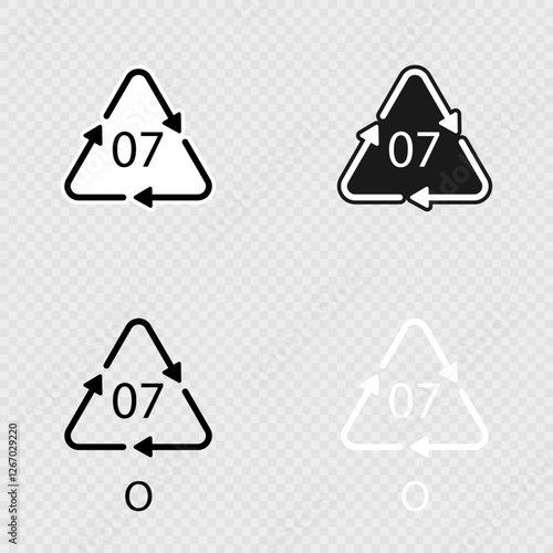 O 07 recycling code symbol set.