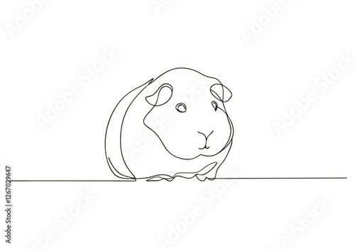 Continuous One Line Guinea Pig | Minimalist Pet Vector Illustration