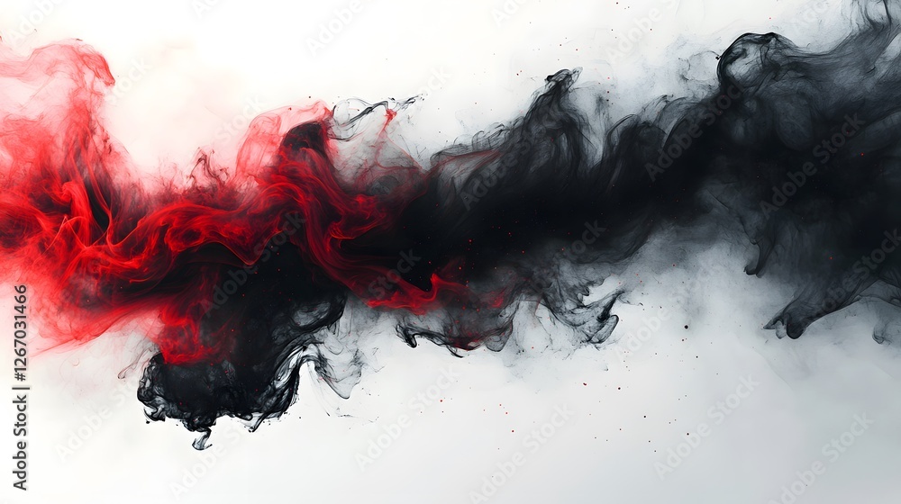 Surreal black and red smoke with cosmic textures, isolated on white background Surreal black and red smoke with cosmic textures, isolated on white background