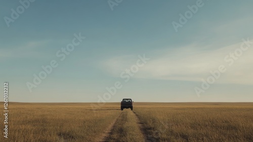 Wallpaper Mural SUV driving on rural road, vast steppe background. Travel advertisement Torontodigital.ca
