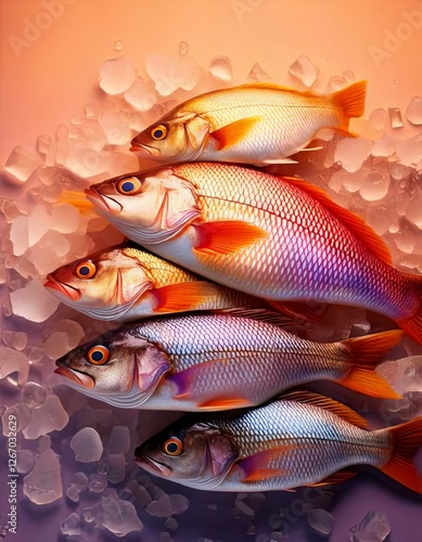 Fresh Red Snapper Fish on Ice photo