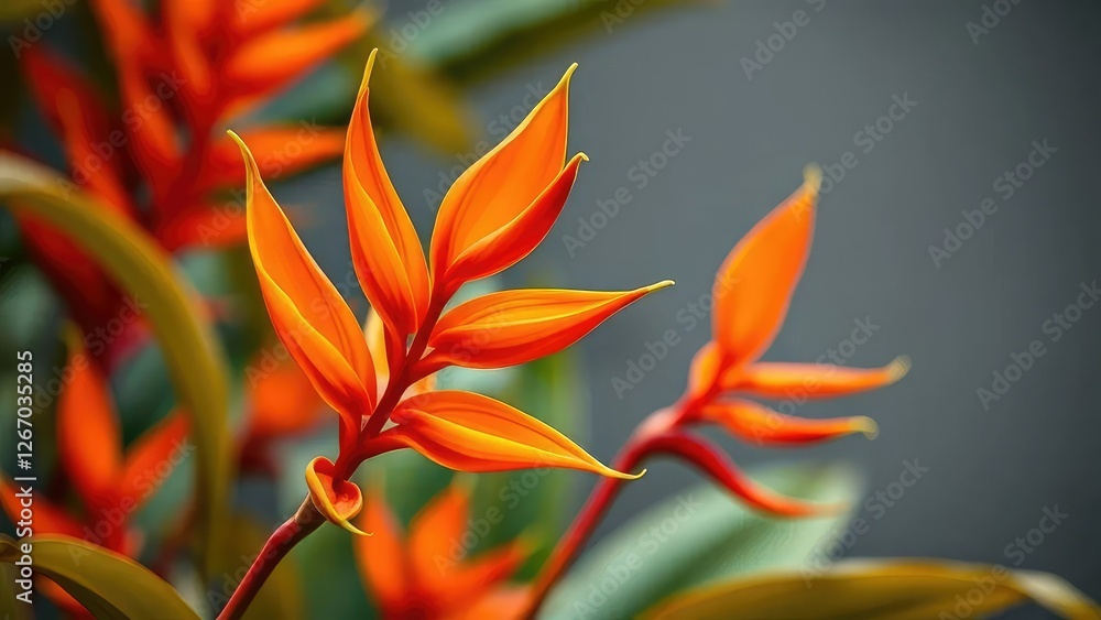 Stunning Heliconia flowers in shades of orange and red, nature, flower Stunning Heliconia flowers in shades of orange and red, nature, flower