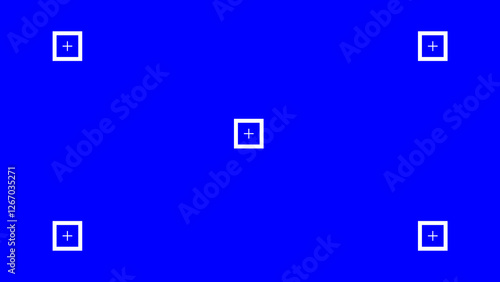 Blue screen with VFX motion tracking markers. Chroma key color video footage with track point.