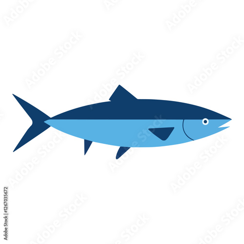 Saltwater fish flat design vector illustration. Fresh fish icon, perfect for seafood logos, restaurant branding, and fishing related designs.