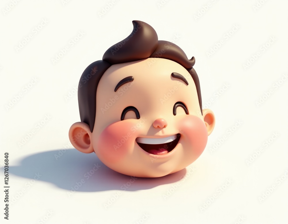 Happy Cartoon Baby Boy Head 3D Render Illustration Happy Cartoon Baby Boy Head 3D Render Illustration