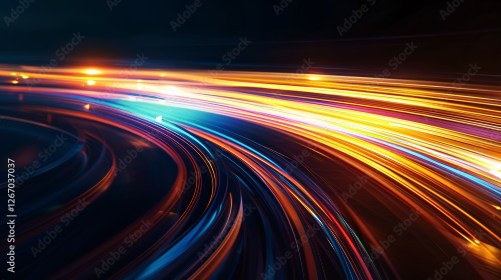 A long, curvy line of lights A long, curvy line of lights