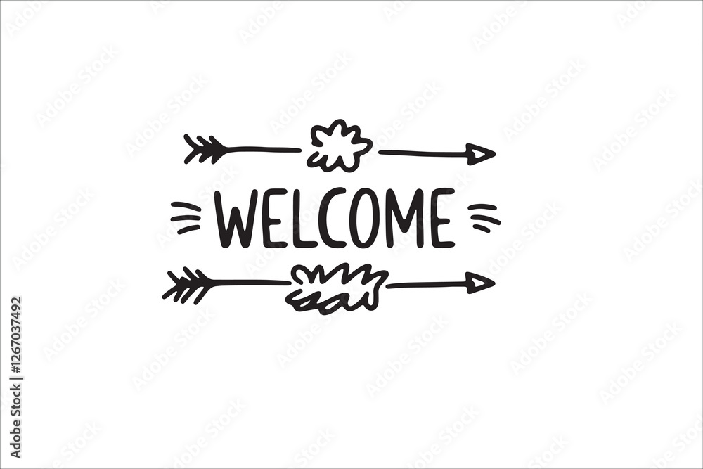 Welcome Arrows Design: A simple yet stylish welcome sign featuring hand-drawn arrows and a handwritten Welcome Arrows Design: A simple yet stylish welcome sign featuring hand-drawn arrows and a handwritten