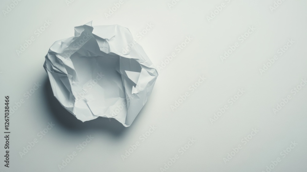 Crumpled paper ball on white background; brainstorming concept Crumpled paper ball on white background; brainstorming concept