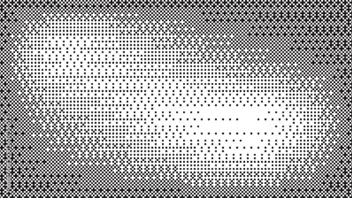 Pixelated bitmap gradient texture.8 bit video game screen wallpaper Black and white dither pattern background.	
