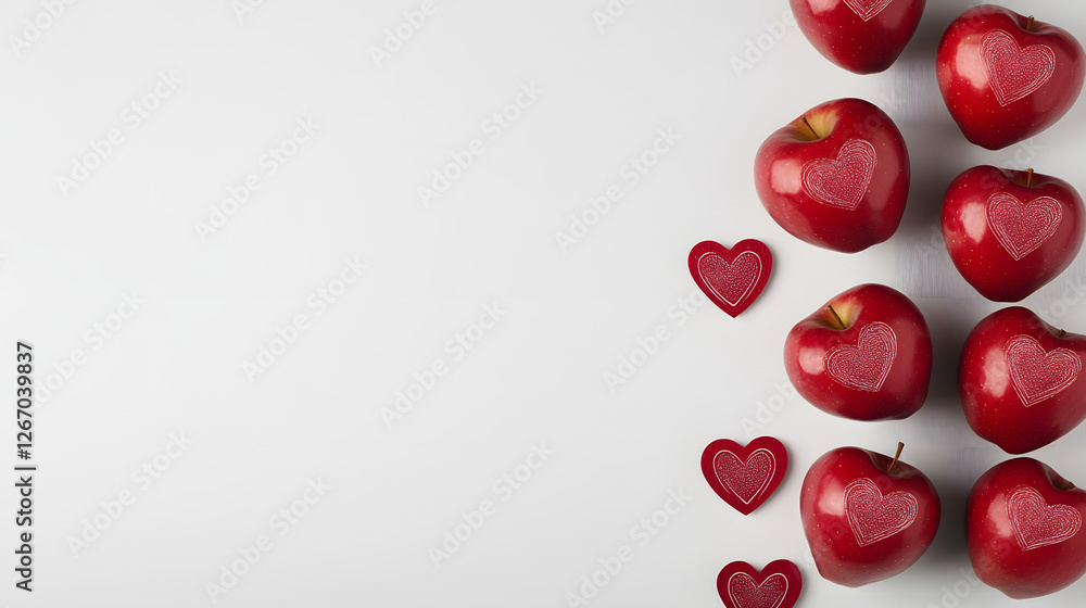Apples with Heart-Shaped Engravings, 45-Degree Overhead View
Apples with Heart-Shaped Engravings, 45-Degree Overhead View