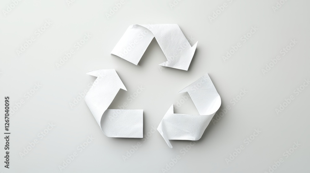 Climate Change and global warming and Conservation. Recycling symbol made of paper strips on a light background. Climate Change and global warming and Conservation. Recycling symbol made of paper strips on a light background.