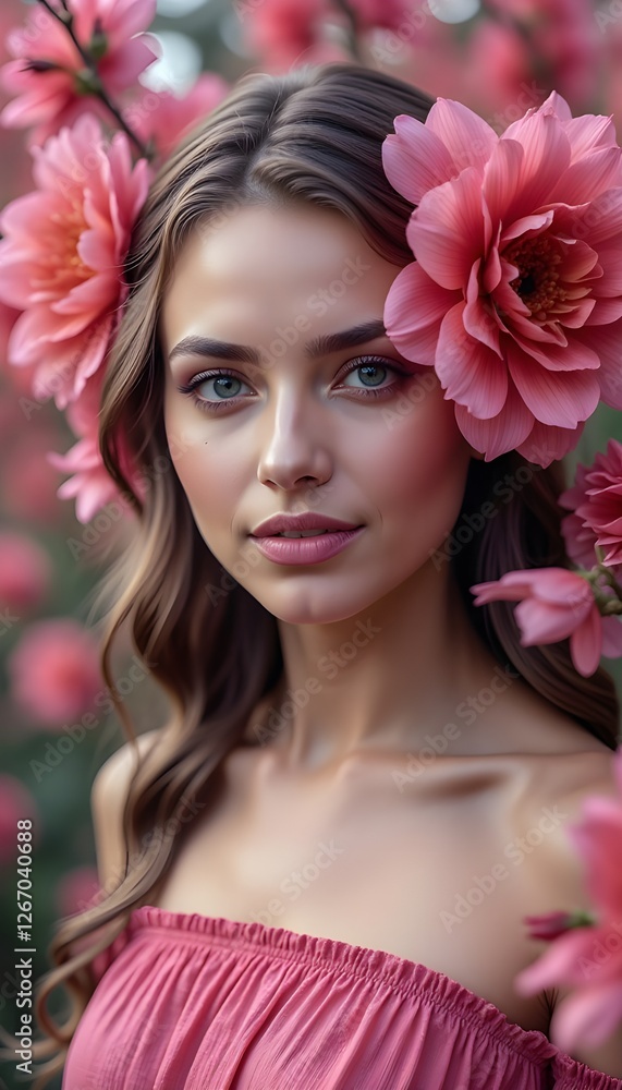 portrait of a beautiful woman with flowers portrait of a beautiful woman with flowers