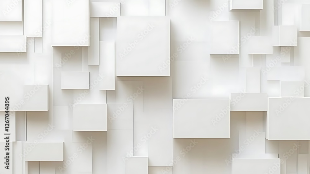 Abstract White Geometric Cube Wall Design