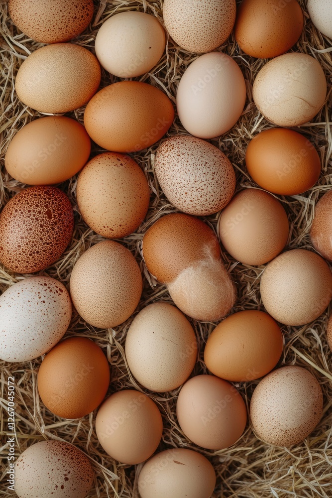 Farm Fresh Eggs Nest Straw Background Food Farm Fresh Eggs Nest Straw Background Food