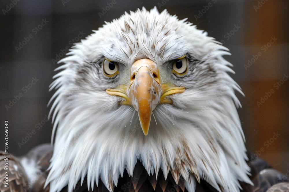 A close-up shot of a bald eagle's intense gaze, with its sharp beak and feathers in focus. A close-up shot of a bald eagle's intense gaze, with its sharp beak and feathers in focus.