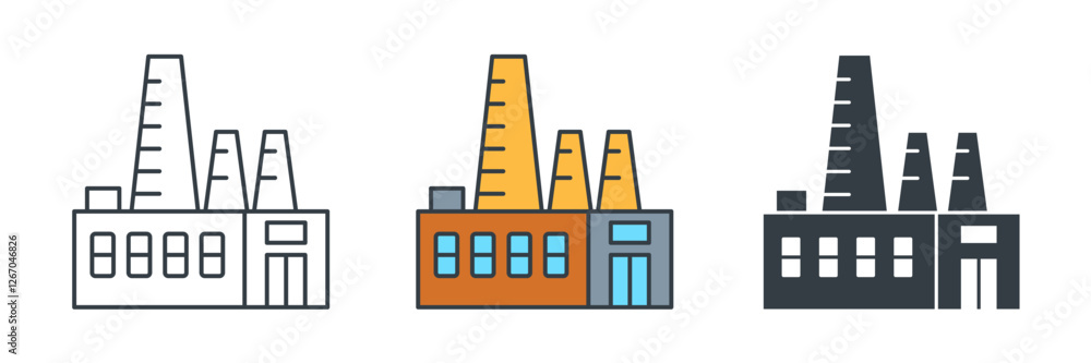 Factory icon symbol vector illustration isolated on white background Factory icon symbol vector illustration isolated on white background