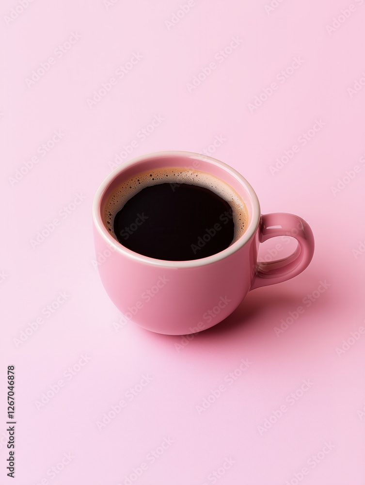 pink coffee cup filled with black coffee sits on a pastel pink background, creating a minimalist and aesthetically pleasing composition. The simple yet elegant design enhances the modern coffee vibe pink coffee cup filled with black coffee sits on a pastel pink background, creating a minimalist and aesthetically pleasing composition. The simple yet elegant design enhances the modern coffee vibe
