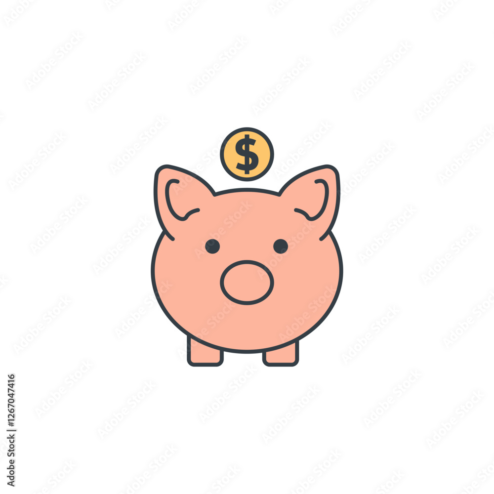 Piggy Bank icon symbol vector illustration isolated on white background Piggy Bank icon symbol vector illustration isolated on white background