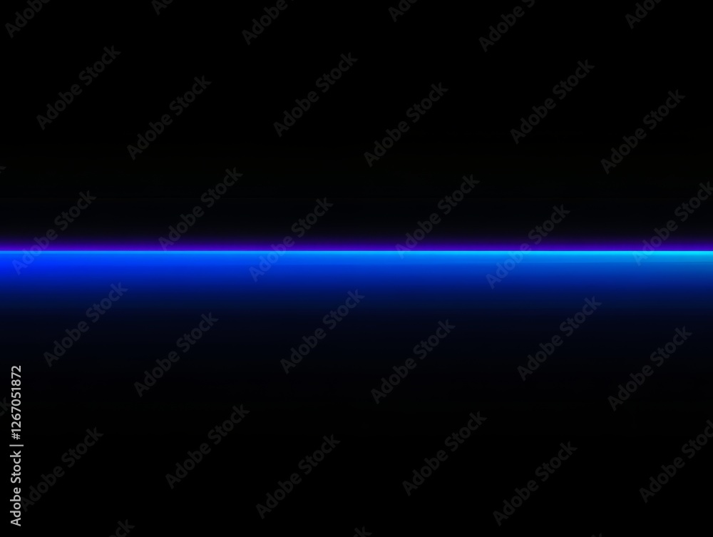 Abstract Blue Horizon Line, Glowing Neon Light Effect Abstract Blue Horizon Line, Glowing Neon Light Effect