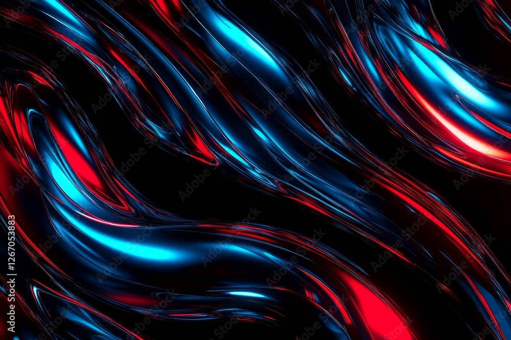 Vivid red and blue abstract paint strokes on black background. AI generated Vivid red and blue abstract paint strokes on black background. AI generated