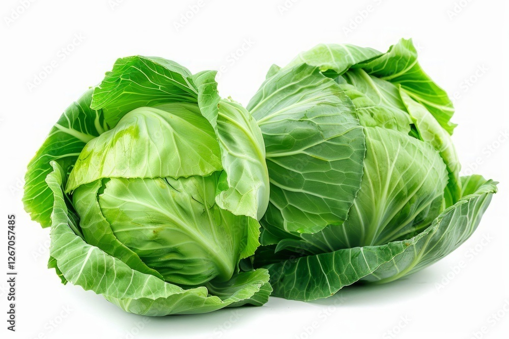 Obraz premium Fresh cabbage on white surface. AI generated