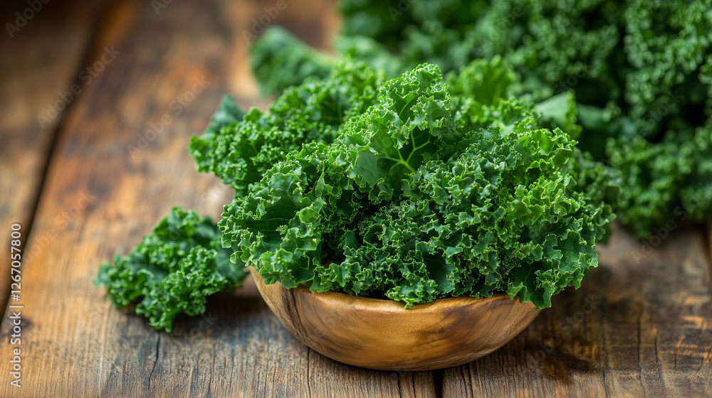 Curly green kale leaves arranged on a wooden table, highlighted with selective focus, evoking a rustic, wholesome vegetarian vibe.
Curly green kale leaves arranged on a wooden table, highlighted with selective focus, evoking a rustic, wholesome vegetarian vibe.