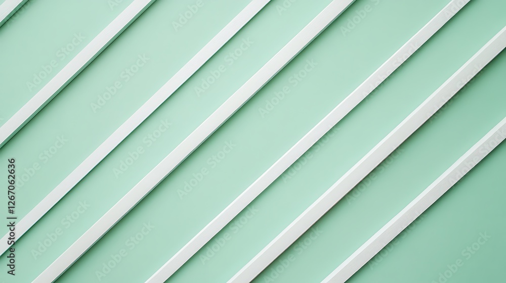 Fototapeta premium White Diagonal Stripes on Mint Green Background