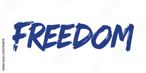 Blue Lettering Representing Freedom in a Stylish Brushstroke Design
