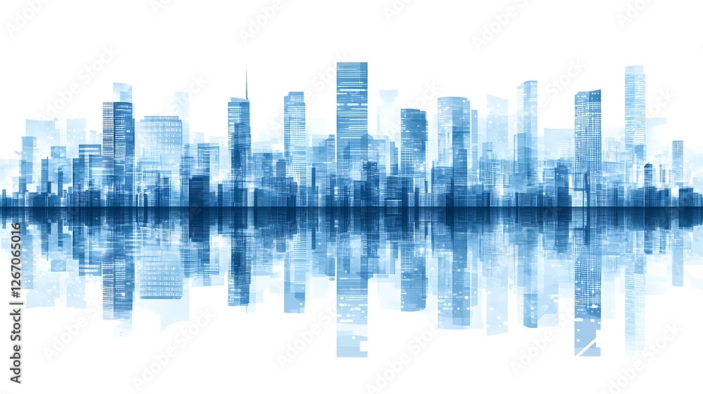 Obraz premium Abstract Cityscape Skyline Reflection Modern Metropolis