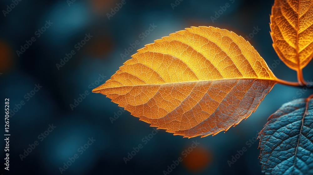 Illuminated Autumn Leaf: A Golden Symphony of Nature's Art Illuminated Autumn Leaf: A Golden Symphony of Nature's Art