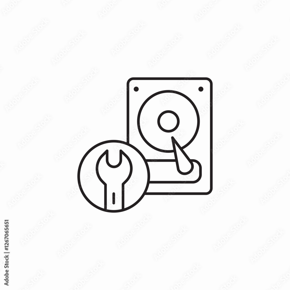 hard disk service fix icon sign vector hard disk service fix icon sign vector