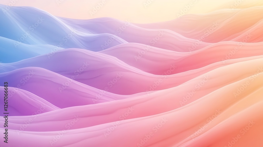 Obraz premium Abstract Pastel Waves Soft Gradient Landscape