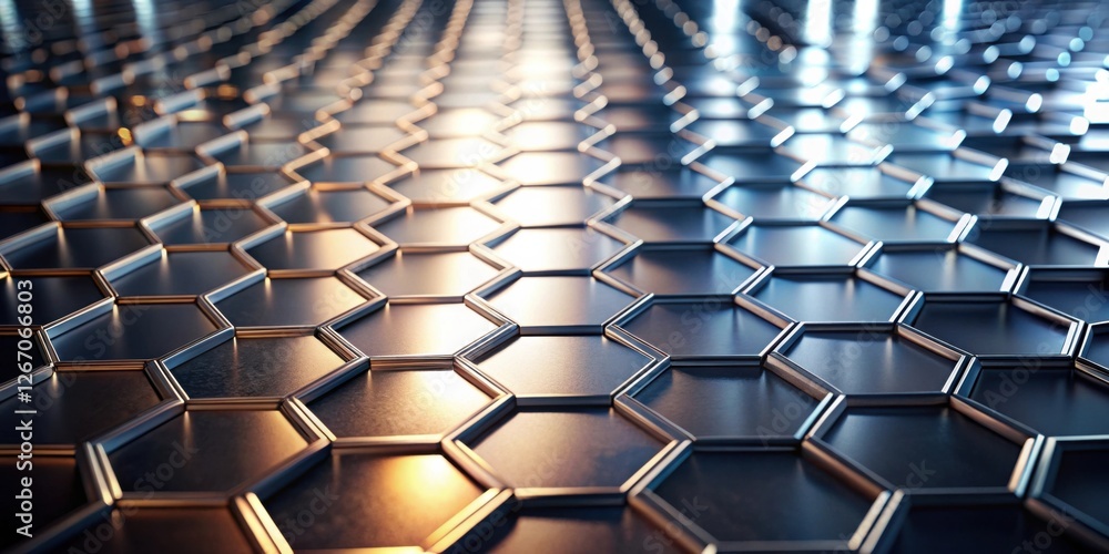 Naklejka premium Abstract Hexagonal Metallic Surface with a Gradient of Light and Shadow