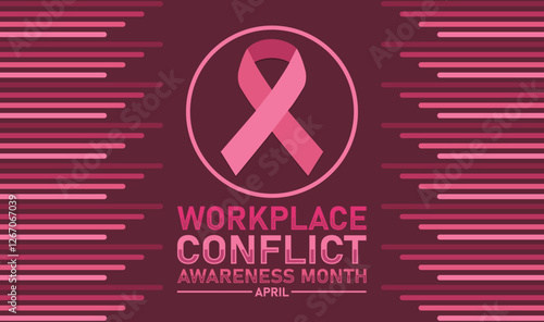 Workplace Conflict Awareness Month wallpaper with shapes and typography, banner, card, poster, template. Workplace Conflict Awareness Month, Modern background