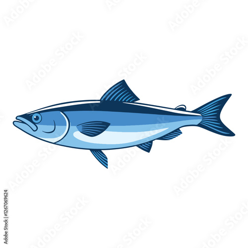 Saltwater fish flat design vector illustration. Fresh fish icon, perfect for seafood logos, restaurant branding, and fishing related designs.