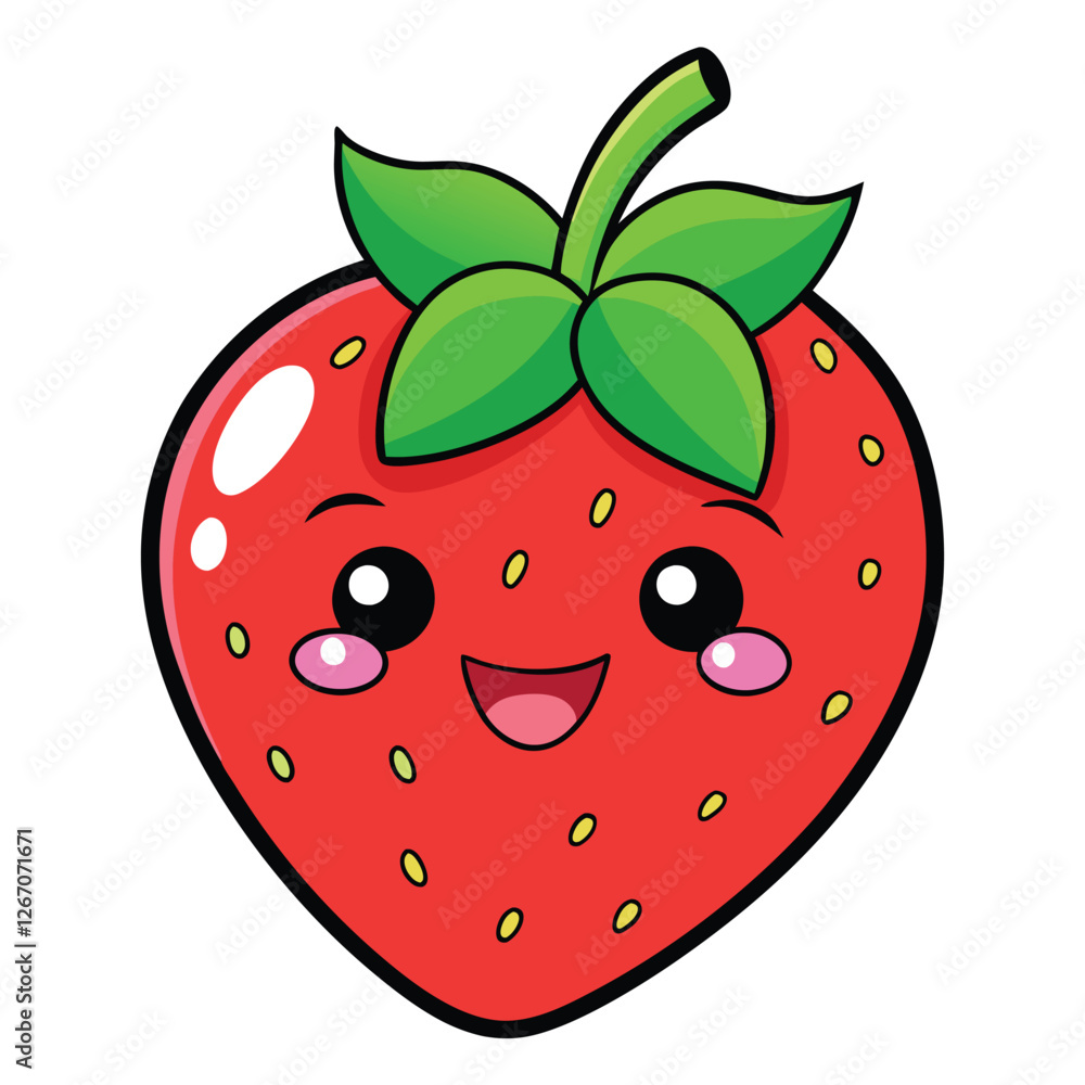 Obraz premium cute cartoon strawberry vector illustration of a strawberry