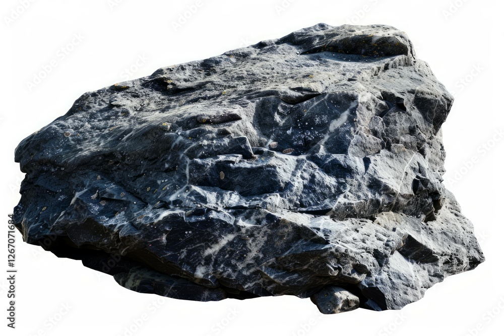 Large gray rock isolated on white background. Artificial intelligence image Large gray rock isolated on white background. Artificial intelligence image