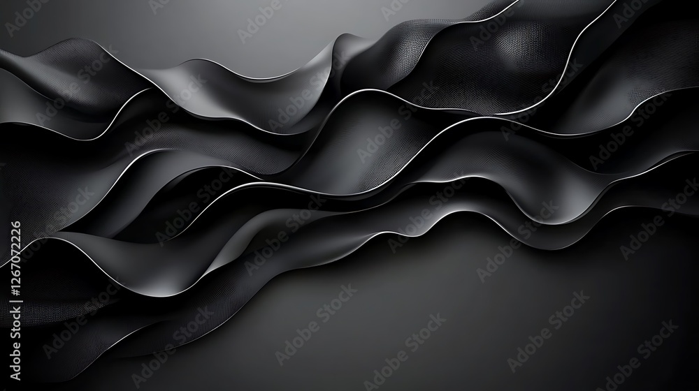 Fototapeta premium Abstract Black Waves Flowing Smoothly Across
