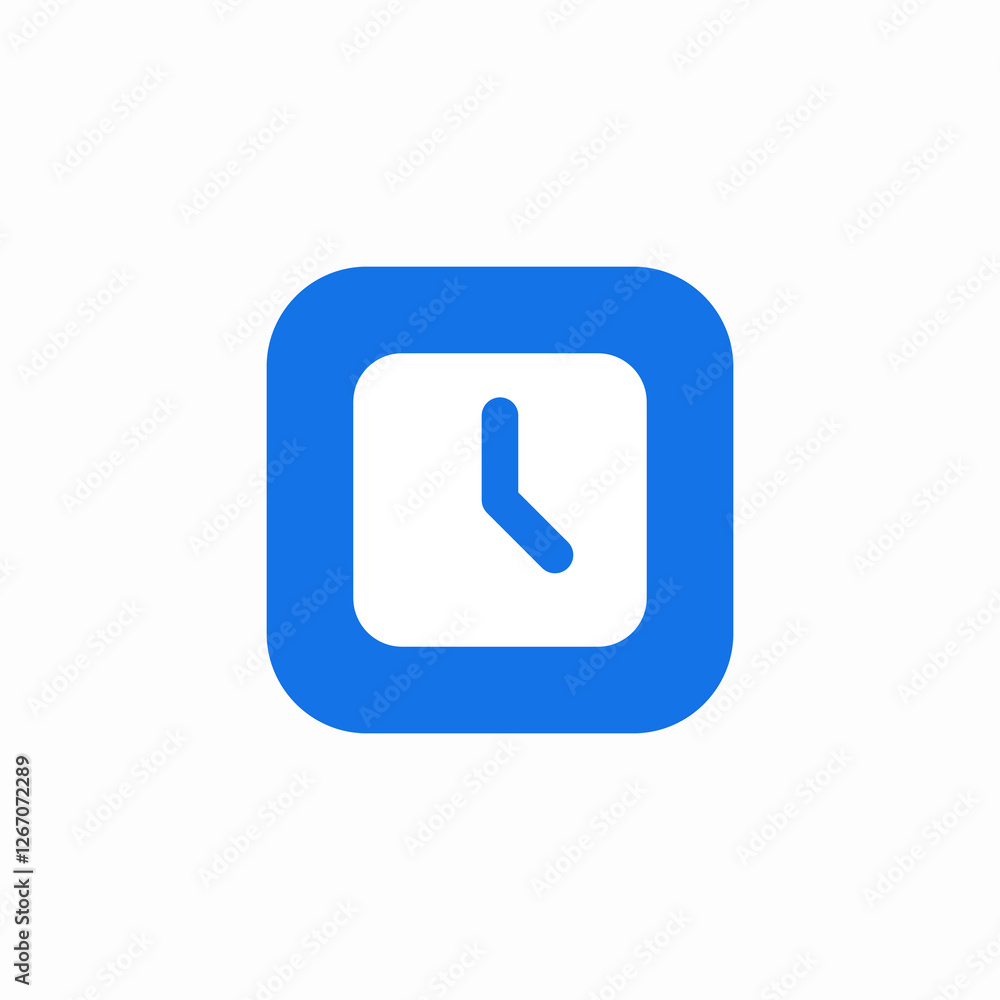 square clock time icon sign vector square clock time icon sign vector