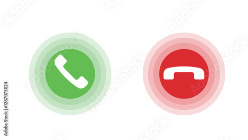 Answer and decline phone call buttons. Phone call. Telephone sign. Accept call and decline phone icons