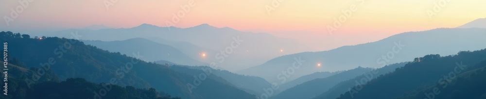 Foggy hills shrouded in misty morning atmosphere, photography, misty Foggy hills shrouded in misty morning atmosphere, photography, misty