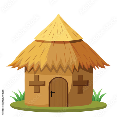 straw hut on white background vector design