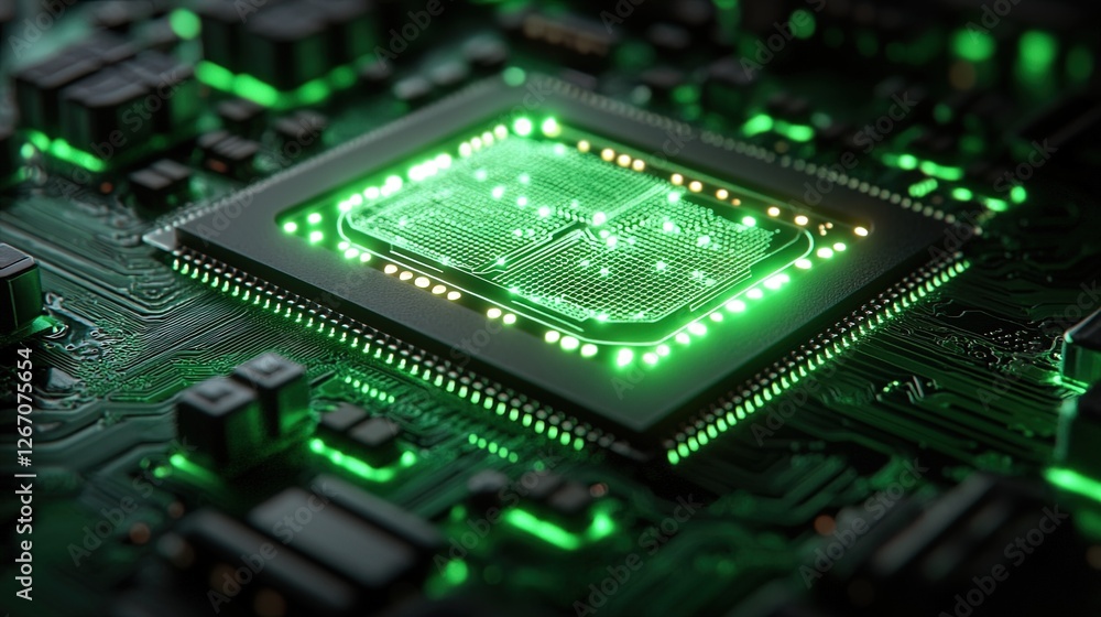A glowing circuit board concept representing cutting-edge nanotechnology, sleek and detailed A glowing circuit board concept representing cutting-edge nanotechnology, sleek and detailed