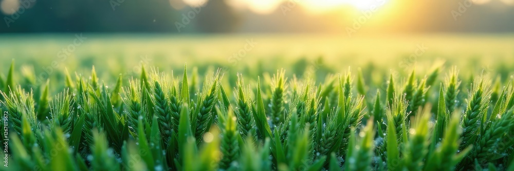 Frosty morning dew on winter wheat sowing fields, dew, snow, green Frosty morning dew on winter wheat sowing fields, dew, snow, green