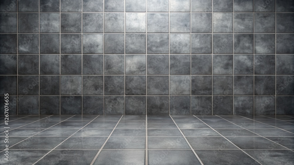 Dark Grey Square Tiles on Wall and Floor Background Dark Grey Square Tiles on Wall and Floor Background