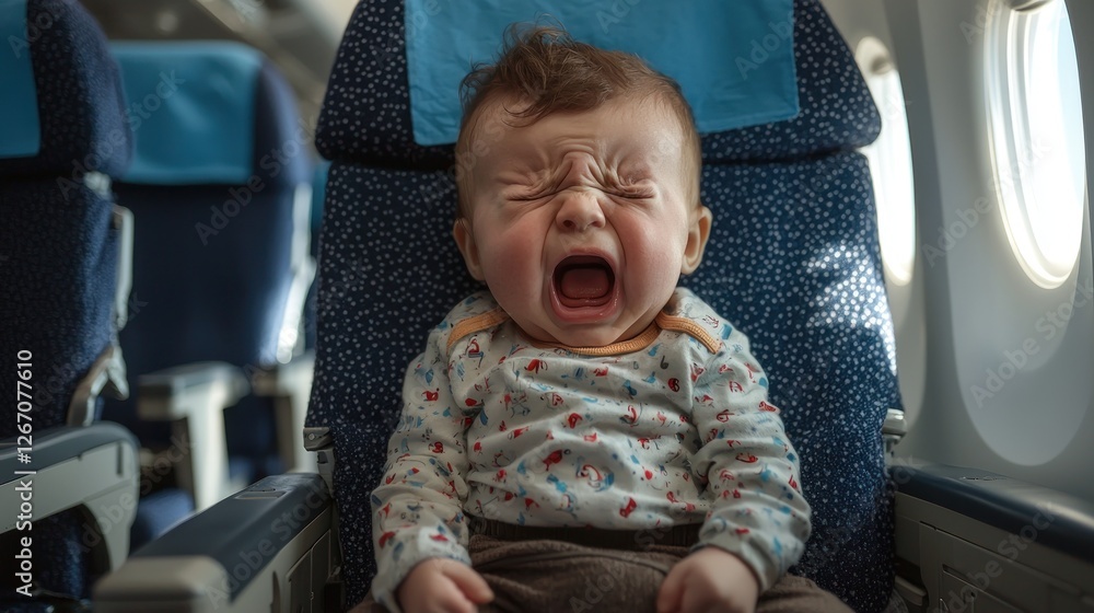 Fototapeta premium Crying Baby on Airplane